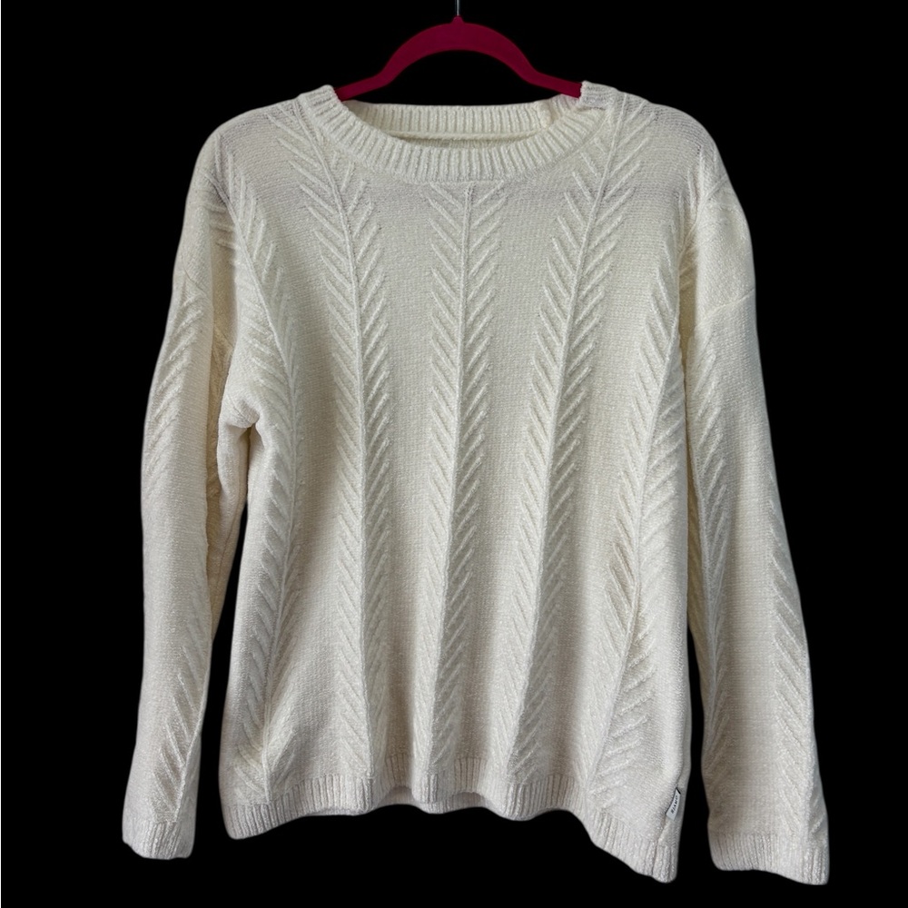 Orvis Women's White Super Soft‎ Chenille Crew Neck Sweater Size Medium